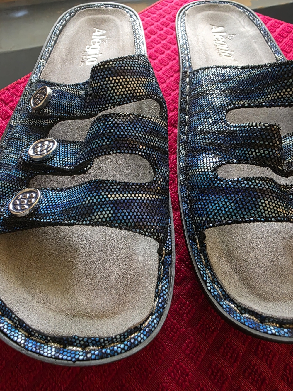 Alegria Women's Blue Slip-On Comfort Sandals - Picture 2 of 3